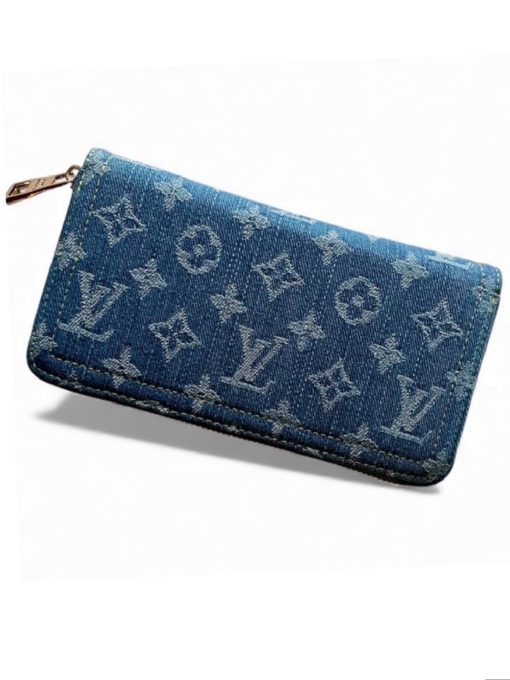 Gorgeous LV Monogram Denim Zippy elongated Wallet in Blue with multi compartment